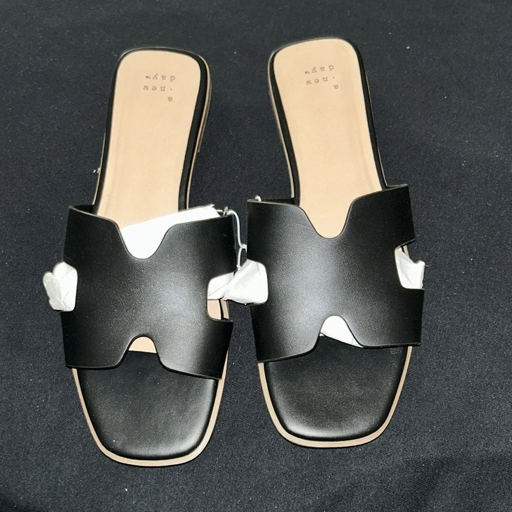 NWT Black Slide Sandals by A New Day in sz 9W - Picture 6 of 10